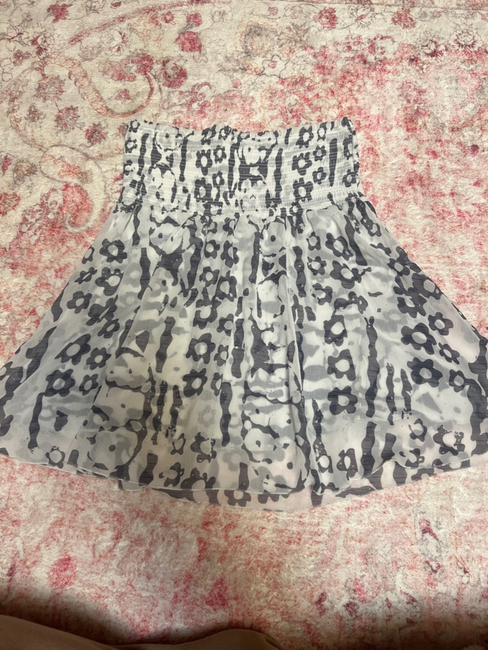Gray Floral Babydoll Tube Top